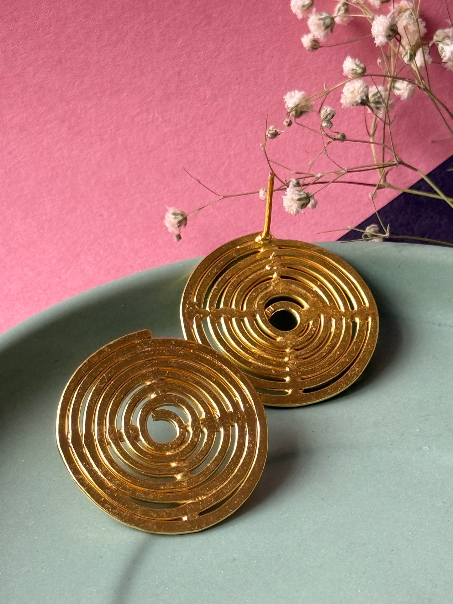Anti-Tarnish Brass Contemporary Circular Earrings