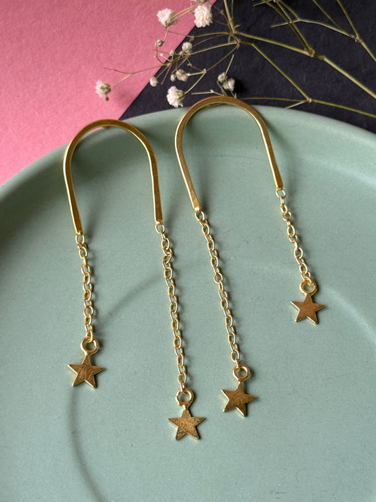 Anti-Tarnish Brass Star Hanging Earrings