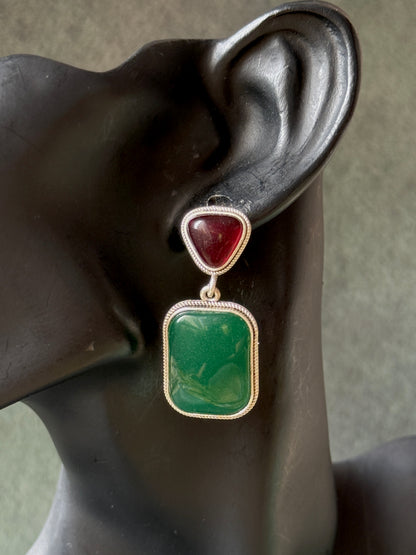 Dual Silk Stone Elegant Earrings