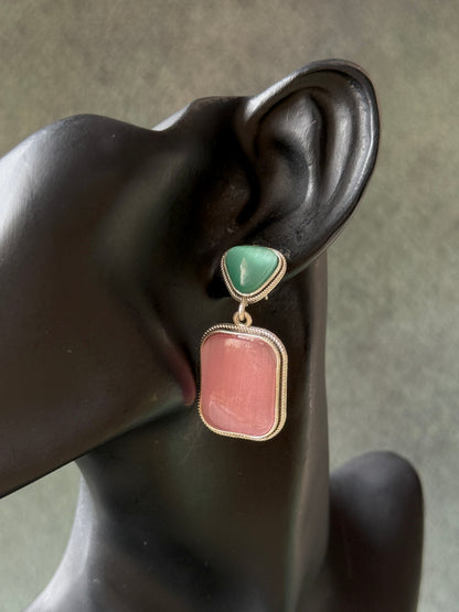 Dual Silk Stone Elegant Earrings
