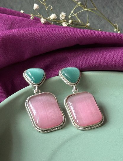 Dual Silk Stone Elegant Earrings