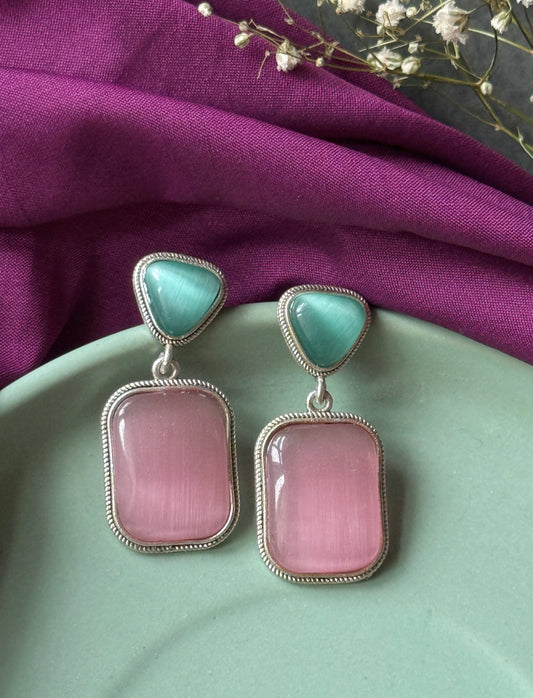 Dual Silk Stone Elegant Earrings
