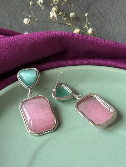 Dual Silk Stone Elegant Earrings
