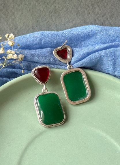 Dual Silk Stone Elegant Earrings