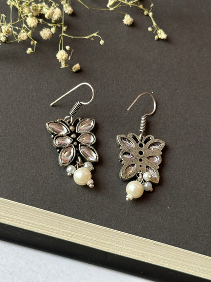 Butterfly Shaped Pearl Dangling Earrings