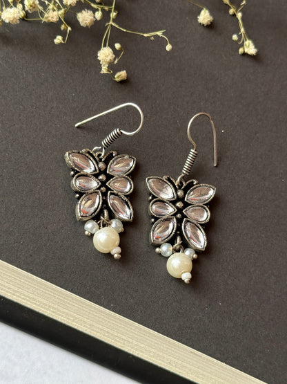 Butterfly Shaped Pearl Dangling Earrings