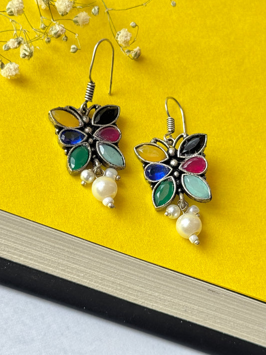 Butterfly Shaped Pearl Dangling Earrings