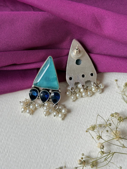 Triangular Silk Stone Earrings