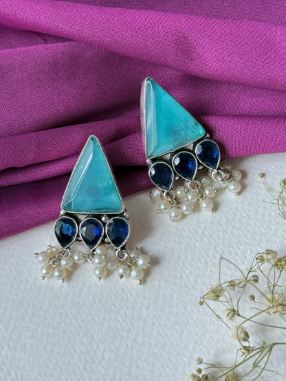 Triangular Silk Stone Earrings