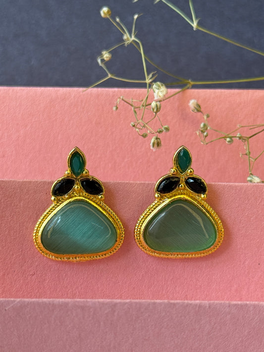 Small Gold Monalisa Daily Wear Stud Earrings