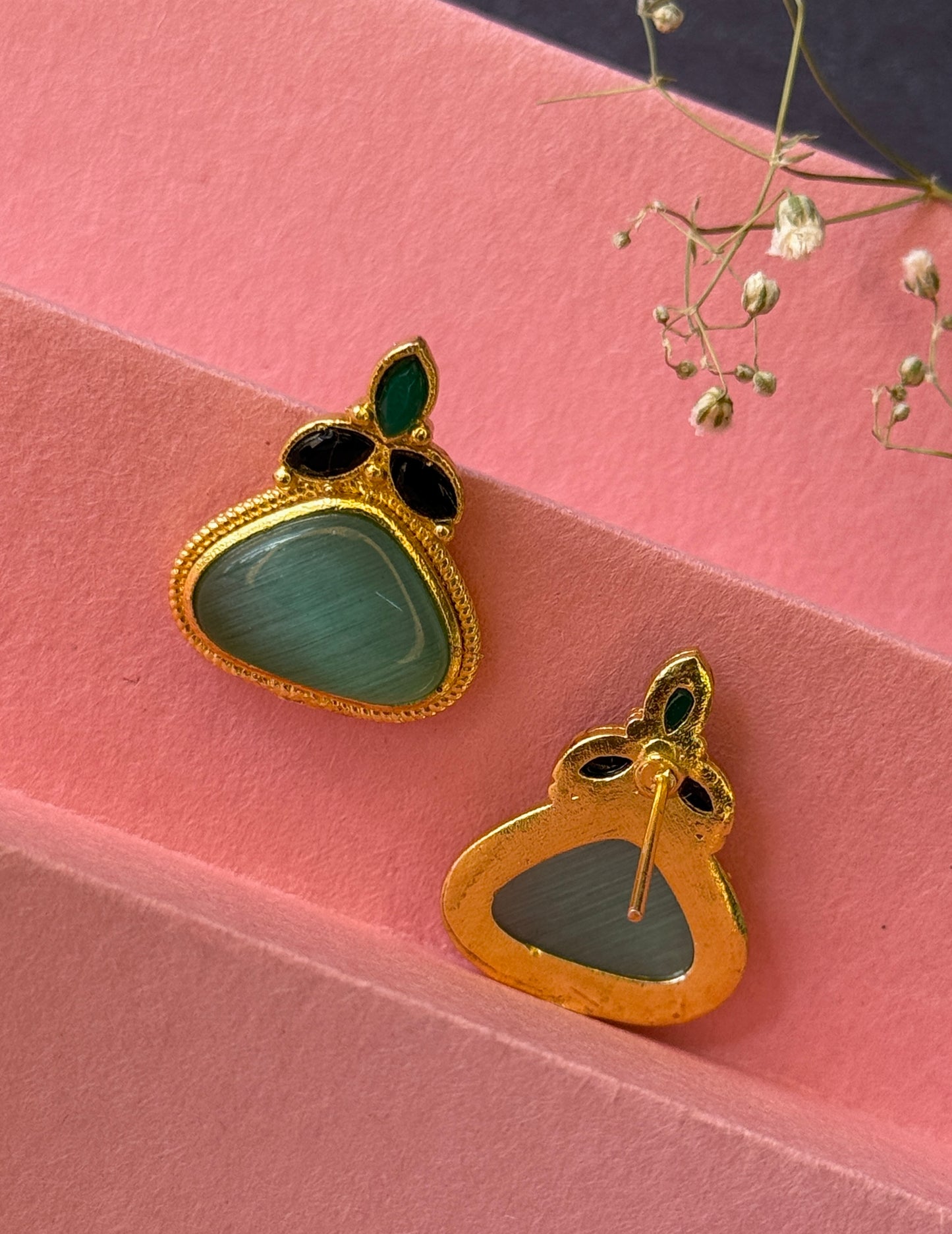 Small Gold Monalisa Daily Wear Stud Earrings