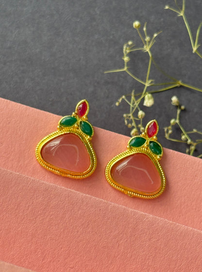 Small Gold Monalisa Daily Wear Stud Earrings