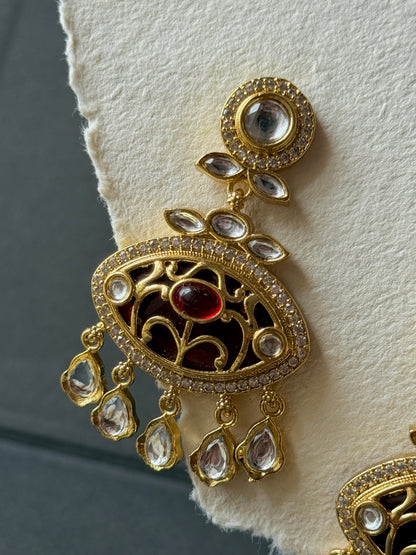 Golden Party Wear Moissanite Stone Earrings