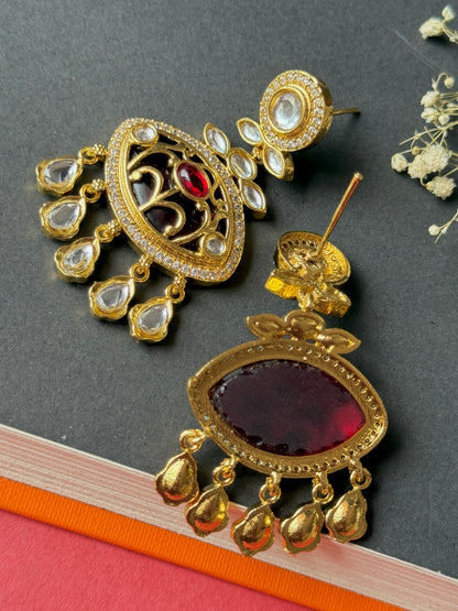 Golden Party Wear Moissanite Stone Earrings