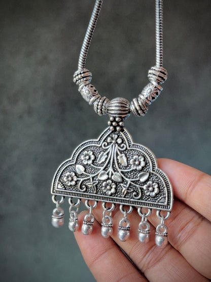 Floral Oxidised Necklace with Chain