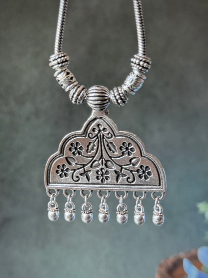 Floral Oxidised Necklace with Chain