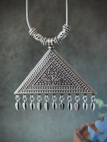 Triangular Oxidised Necklace with Chain