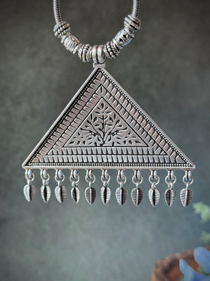 Triangular Oxidised Necklace with Chain