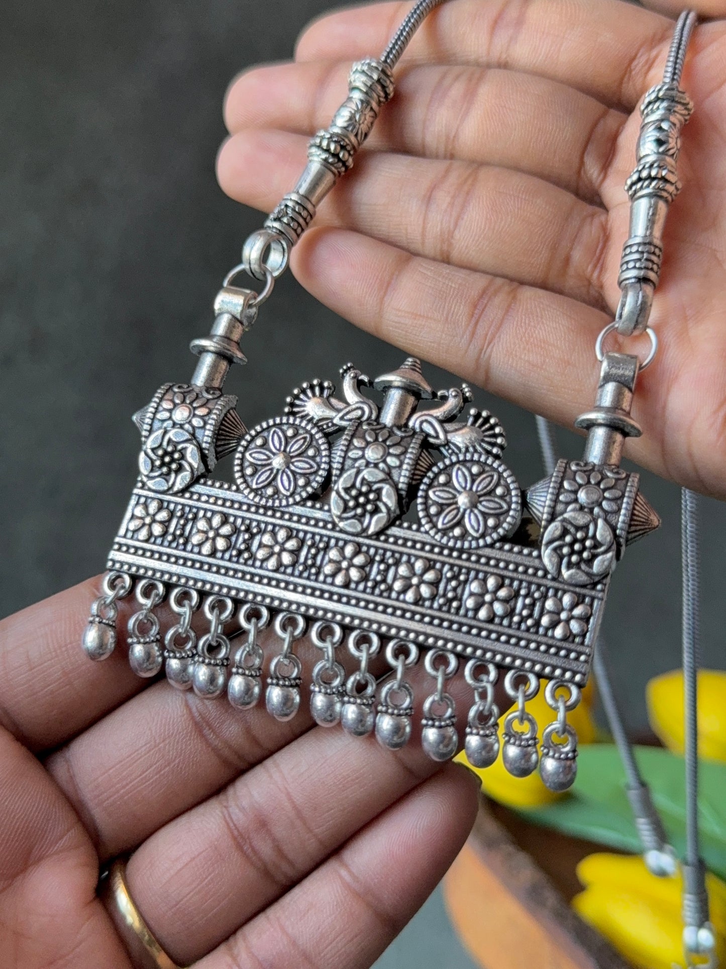 Antique Oxidised Necklace with Chain