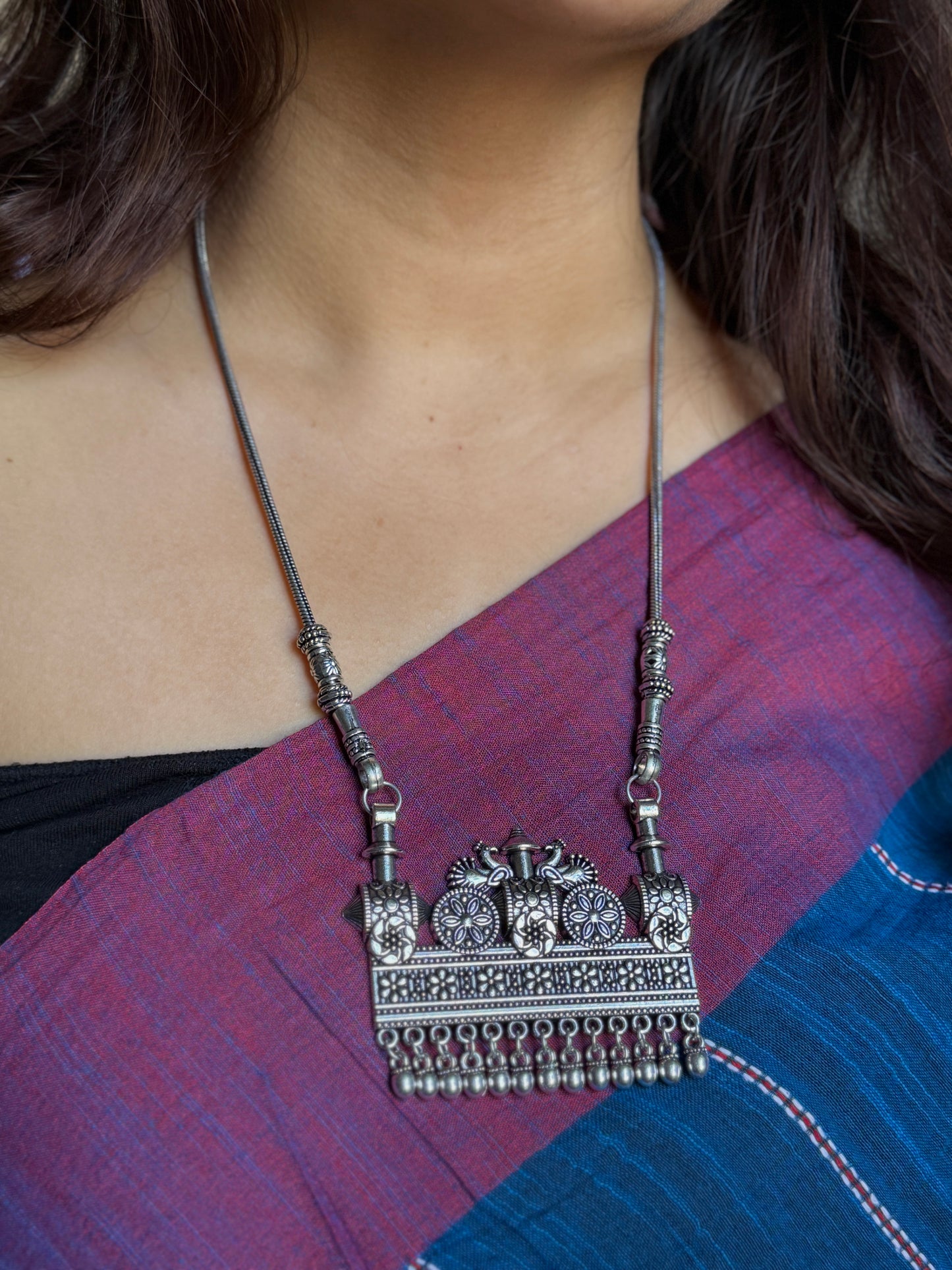 Antique Oxidised Necklace with Chain