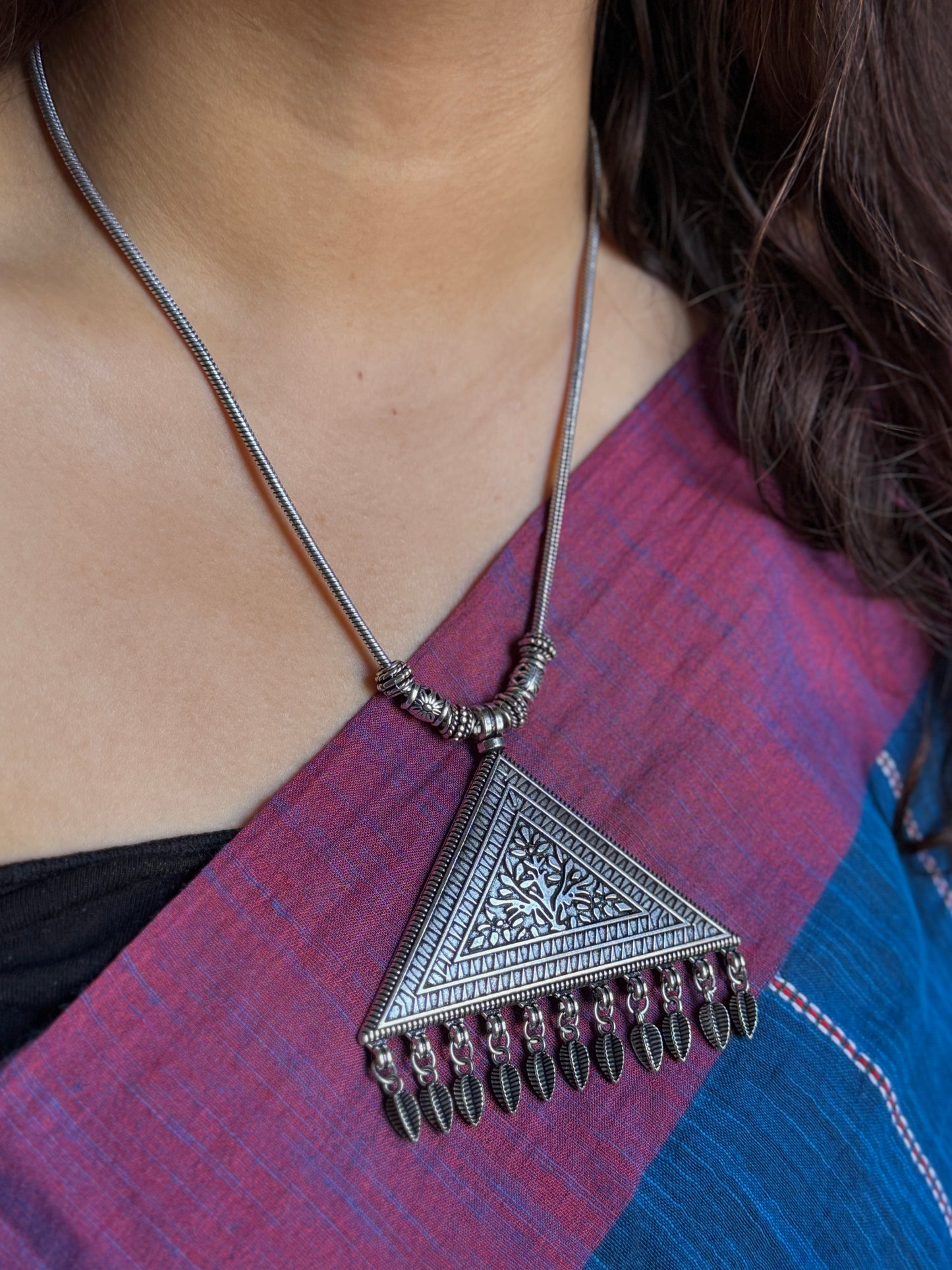 Triangular Oxidised Necklace with Chain