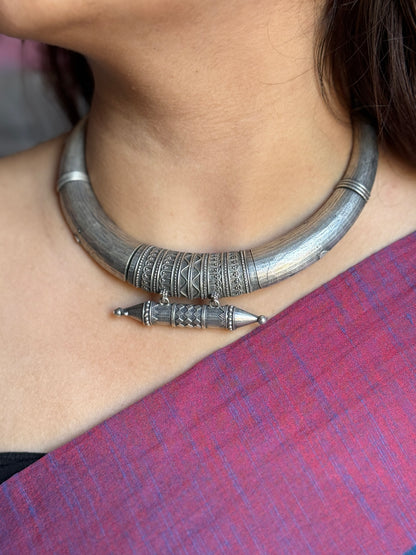 Handmade Silver-Plated Hasli Necklace with Earrings