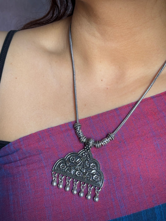Floral Oxidised Necklace with Chain