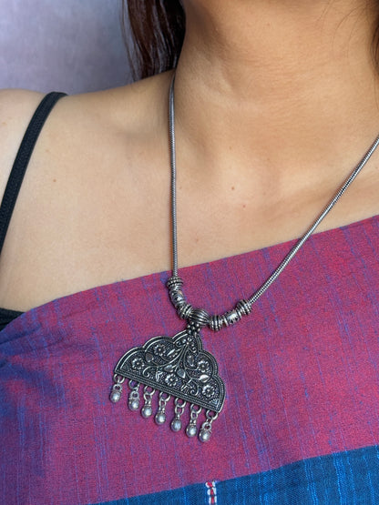 Floral Oxidised Necklace with Chain