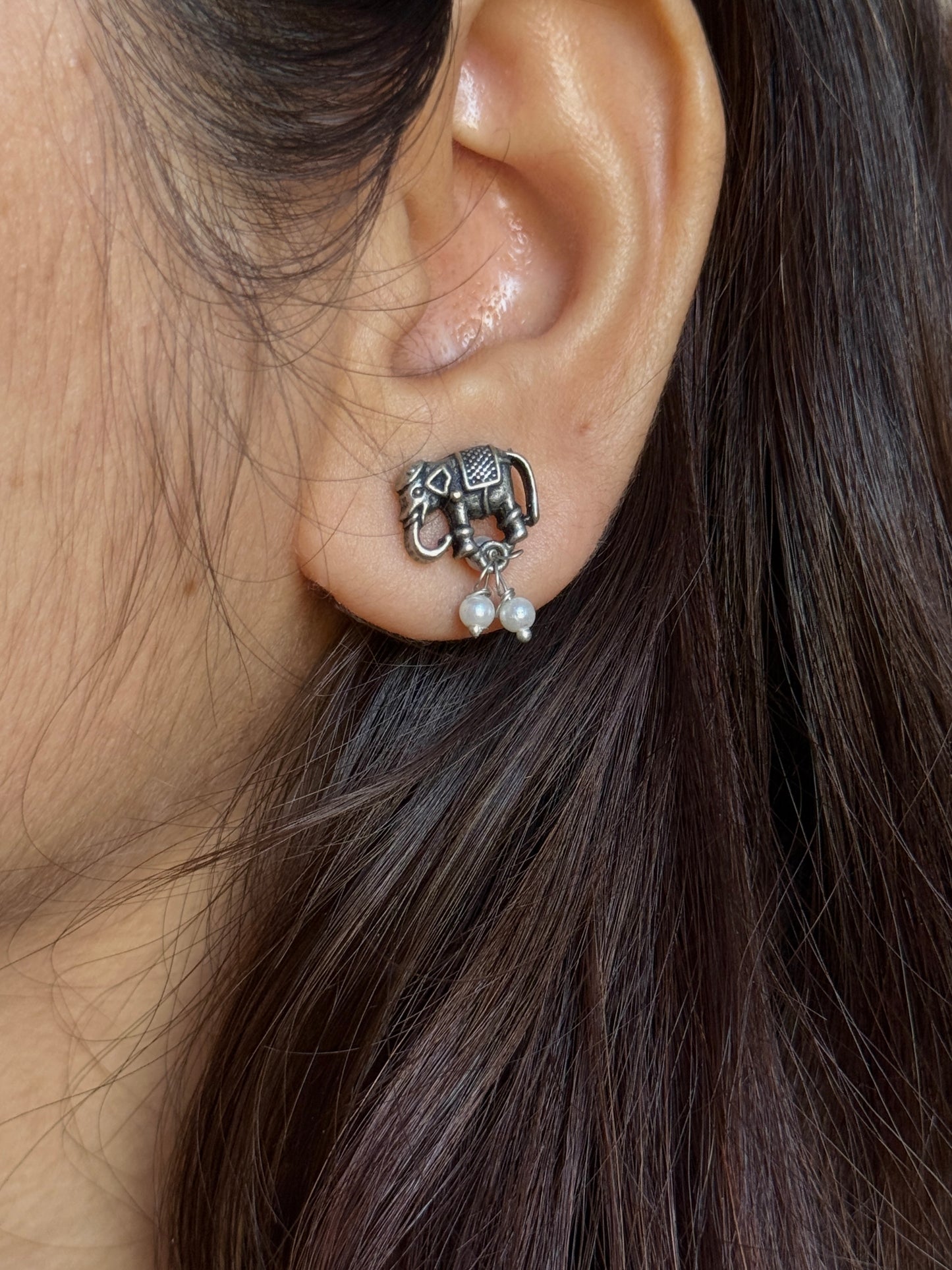 Elephant Charms Oxidized Necklace with Chain
