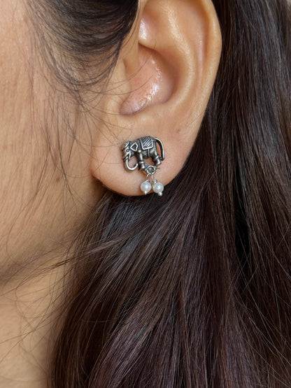 Elephant Charms Oxidized Necklace with Chain