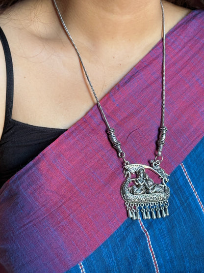 Radha Krishna Swing Oxidised Necklace with Chain