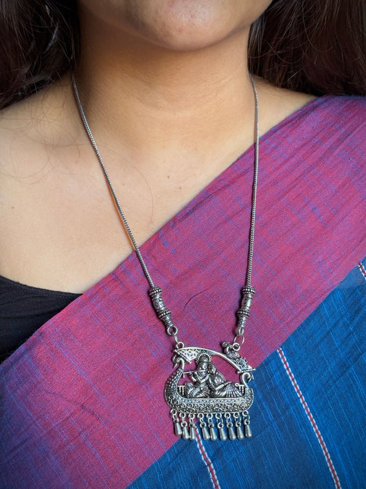 Radha Krishna Swing Oxidised Necklace with Chain