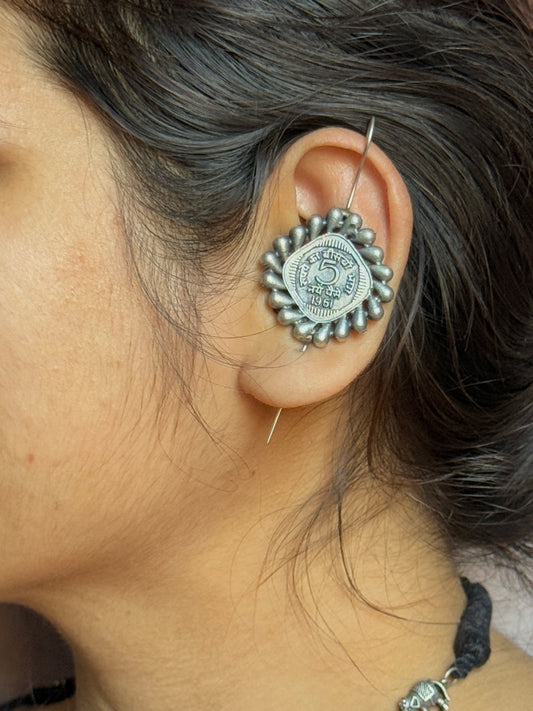 In-Ear 5 Paisa German Silver Earcuff