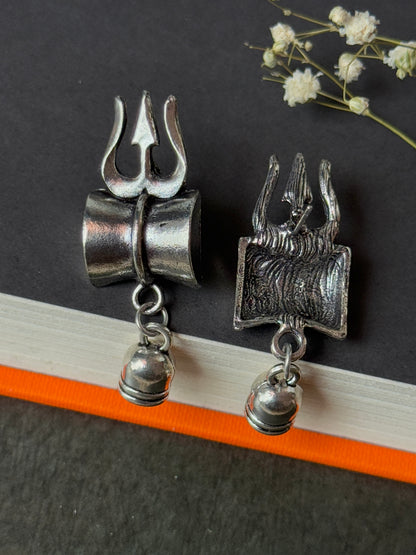 Shiva Damru and Trident Earrings for Women