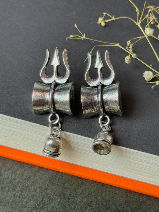 Shiva Damru and Trident Earrings for Women