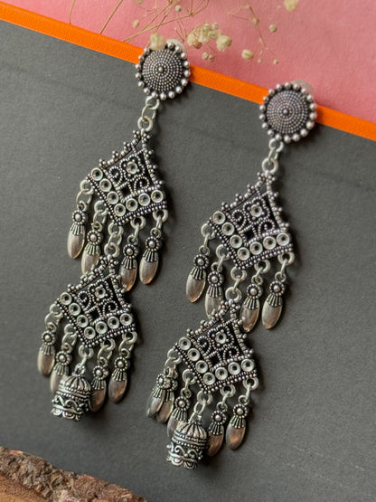 Oxidized Long Hanging Earrings for Women