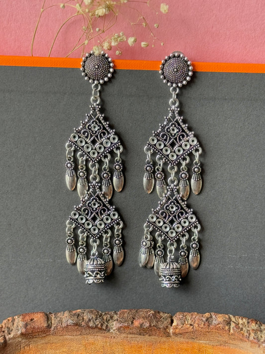 Oxidized Long Hanging Earrings for Women