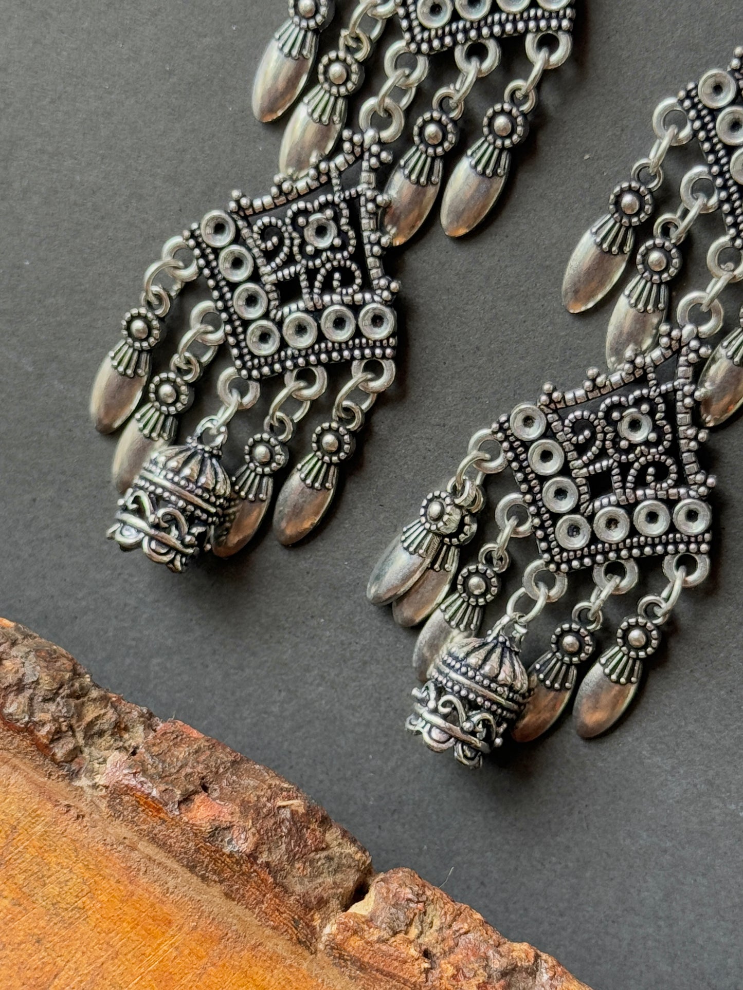 Oxidized Long Hanging Earrings for Women