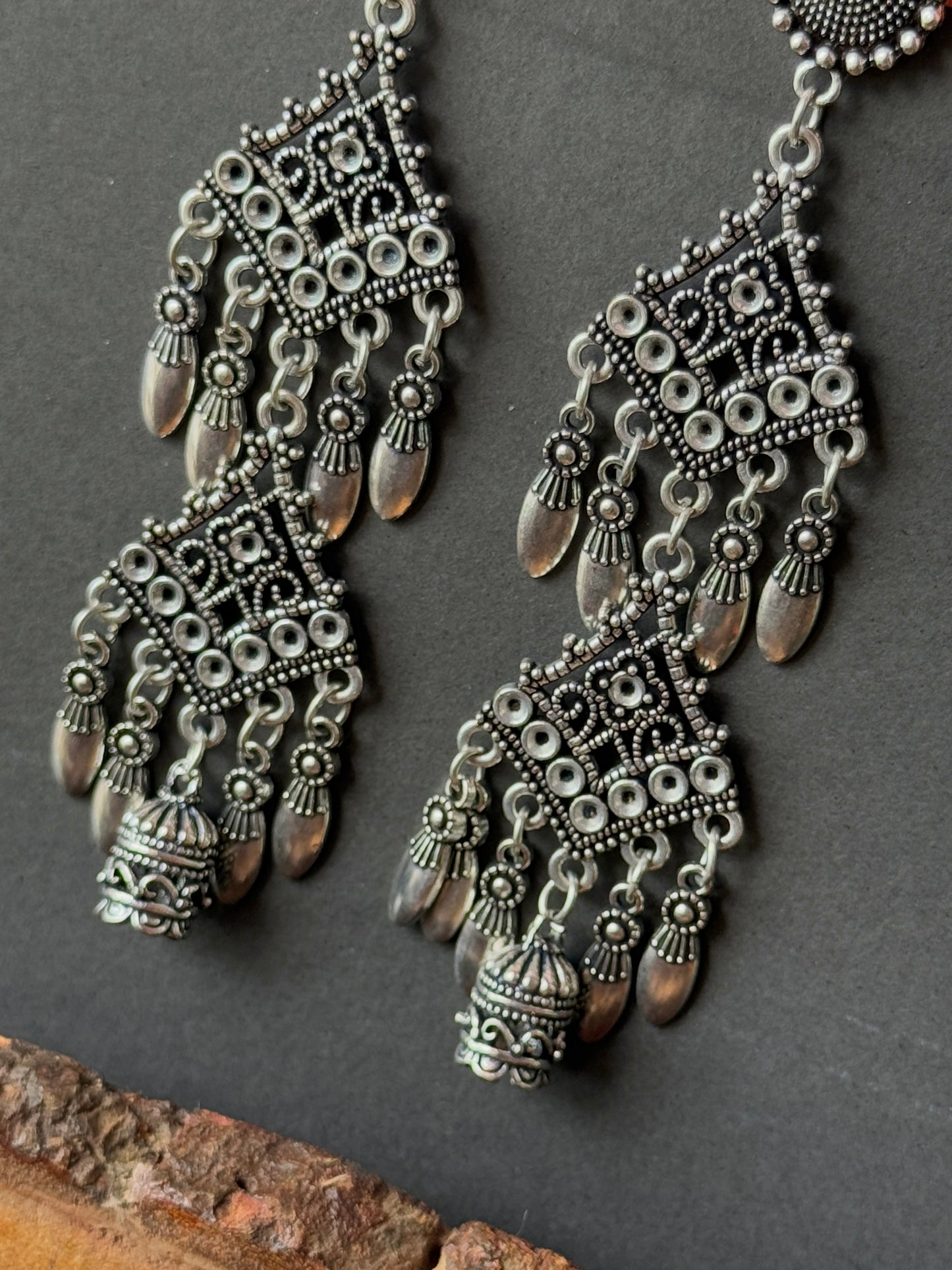 Oxidized Long Hanging Earrings for Women