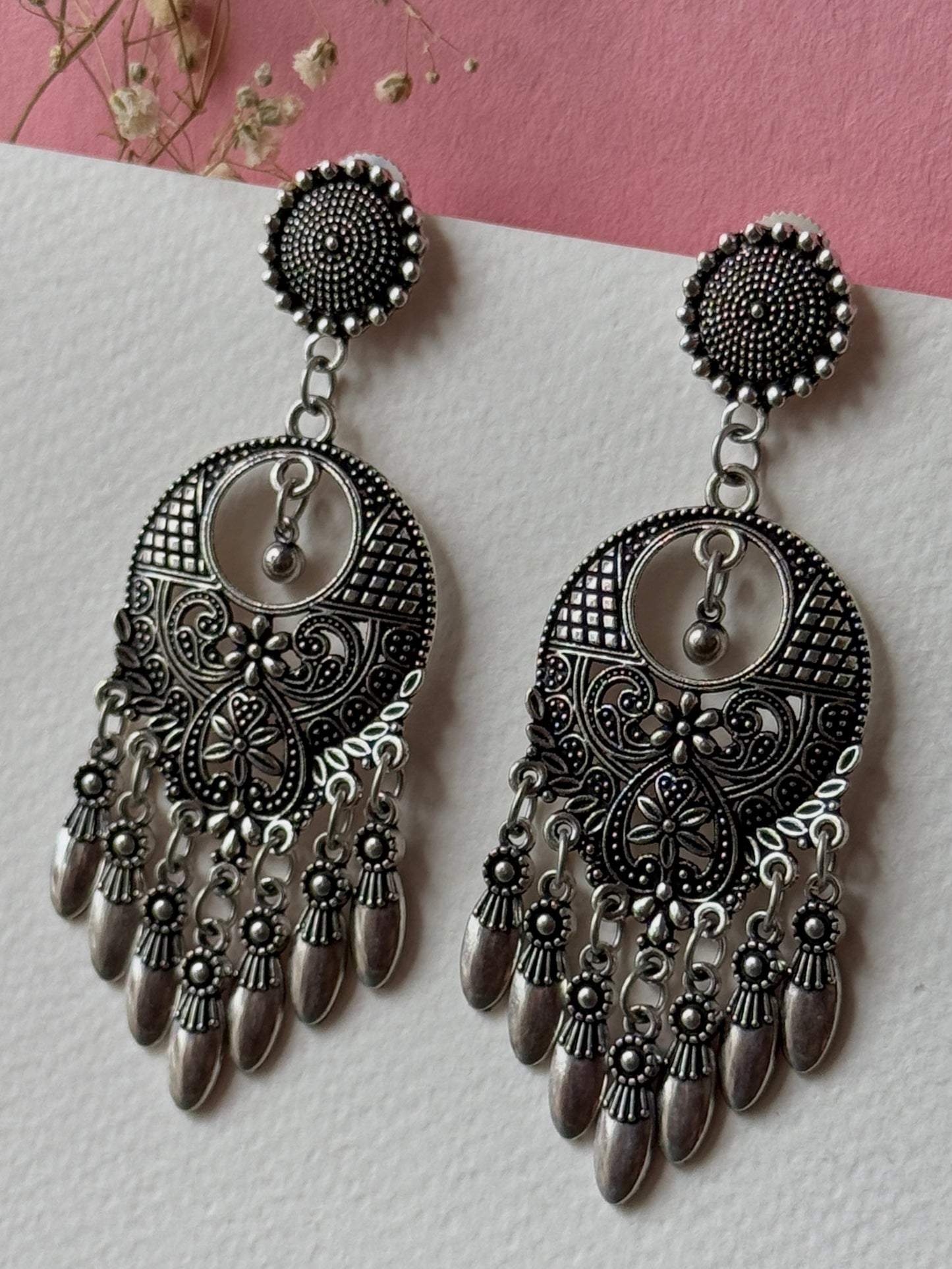 Circular Oxidized Earrings for Women