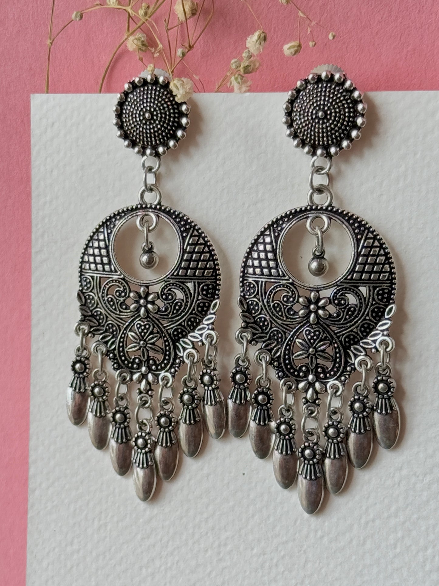 Circular Oxidized Earrings for Women