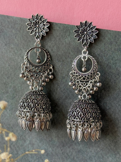Lead Stud Oxidized Jhumki for Women
