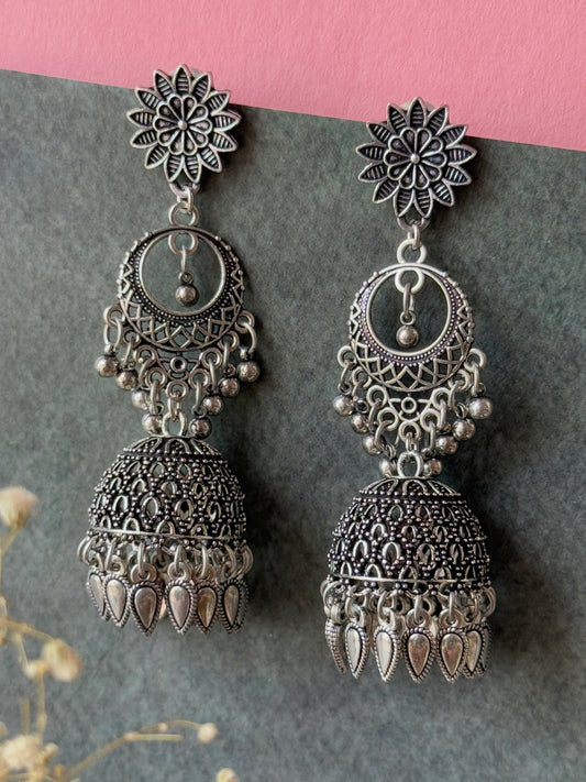Lead Stud Oxidized Jhumki for Women