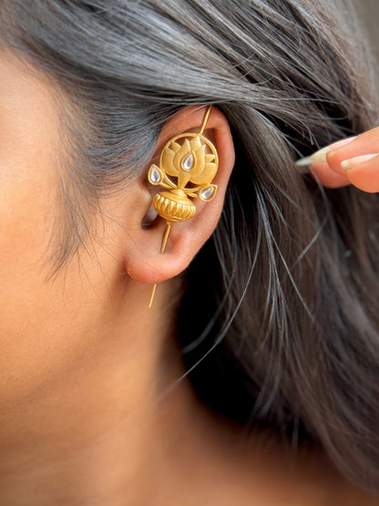 In-Ear Golden Lotus Ear Cuff for Women