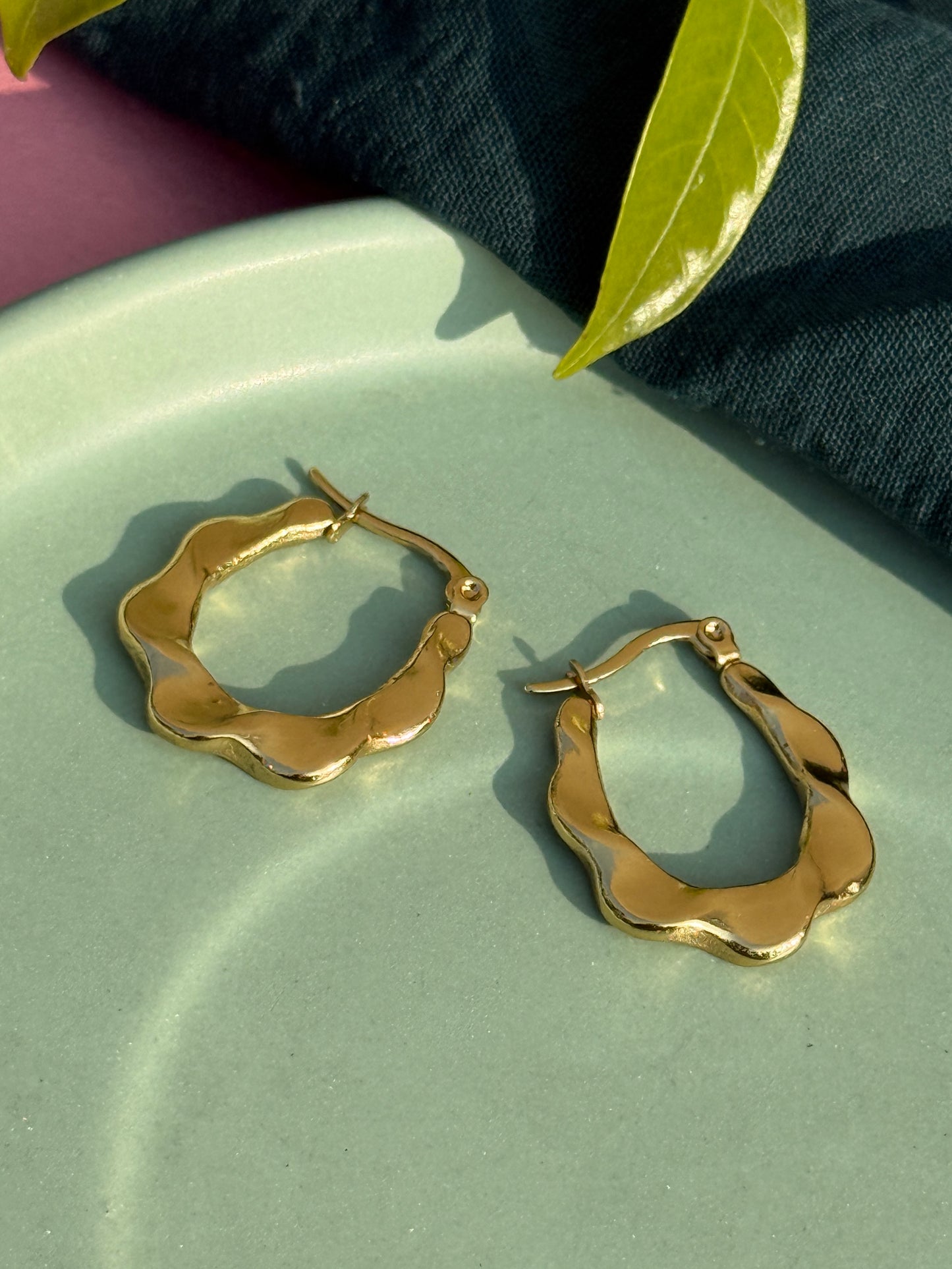 Ripple Hoops – Anti-Tarnish Golden Earrings