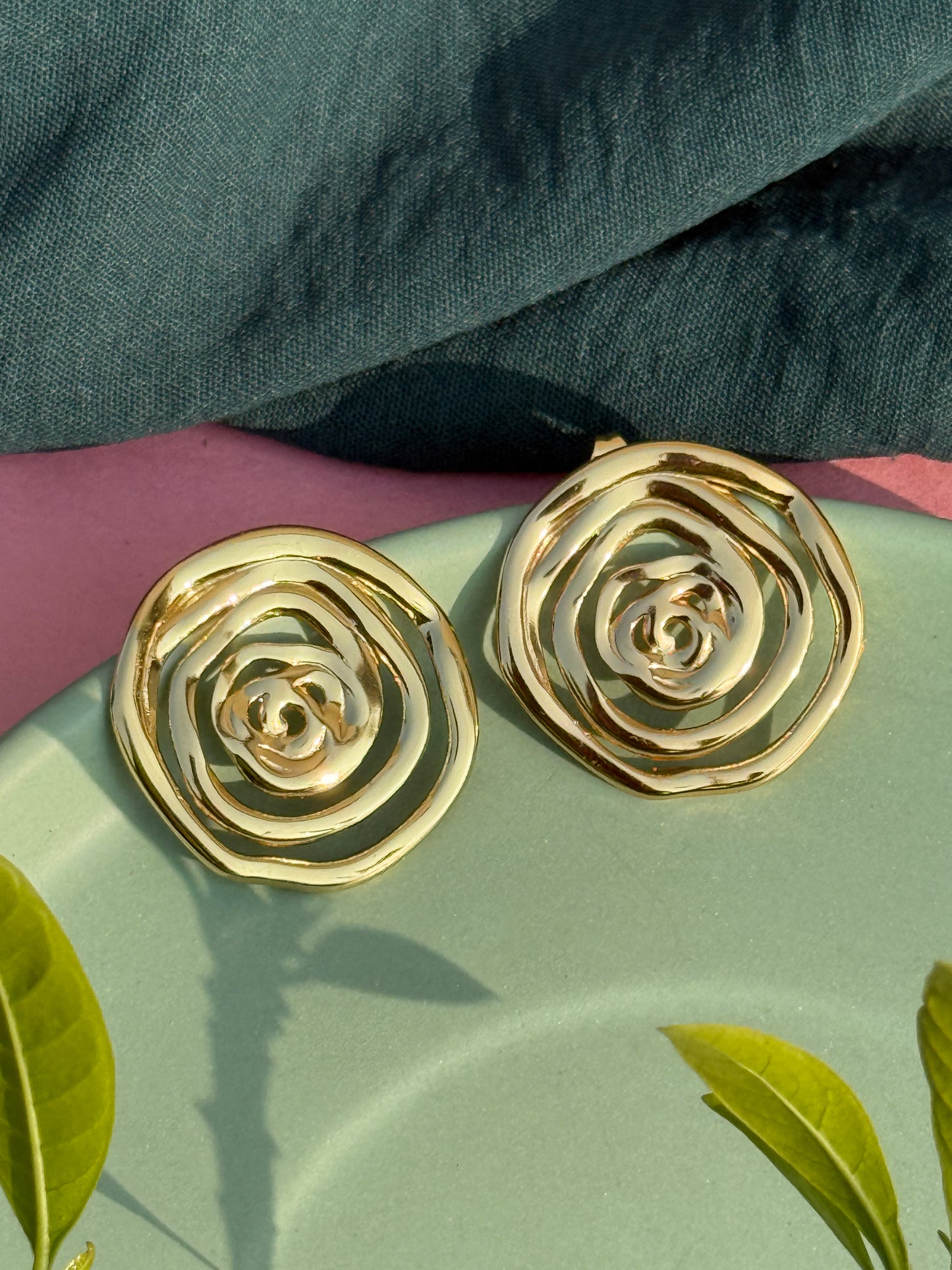 Gold Spiral Anti-Tarnish Earrings