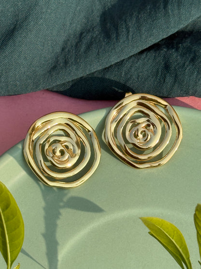 Gold Spiral Anti-Tarnish Earrings