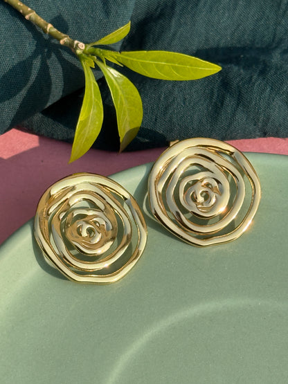 Gold Spiral Anti-Tarnish Earrings