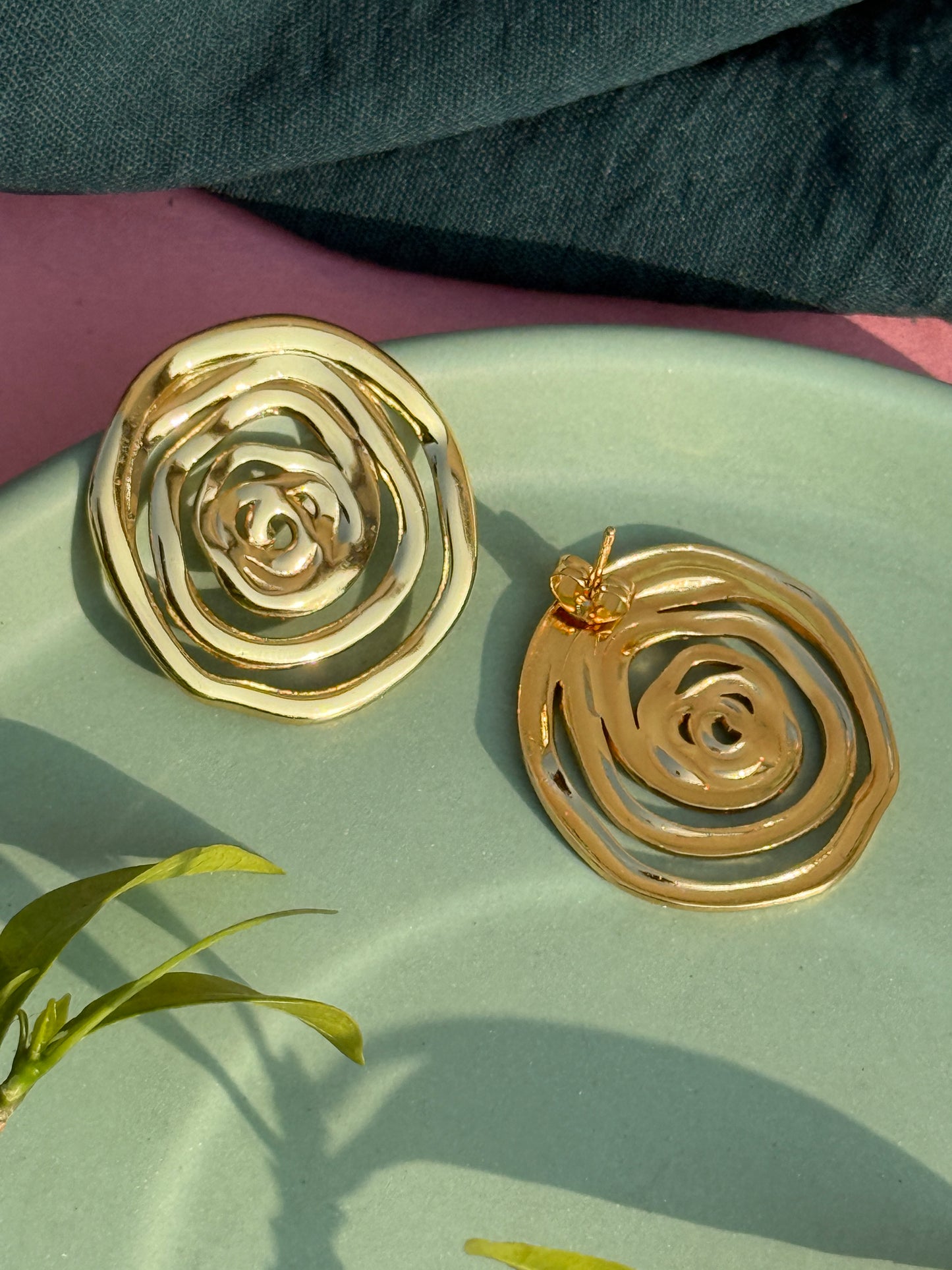 Gold Spiral Anti-Tarnish Earrings