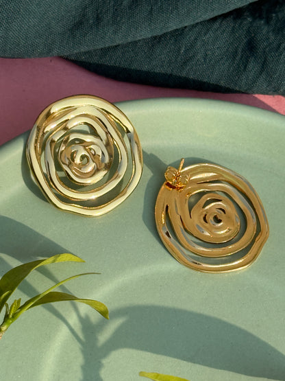 Gold Spiral Anti-Tarnish Earrings